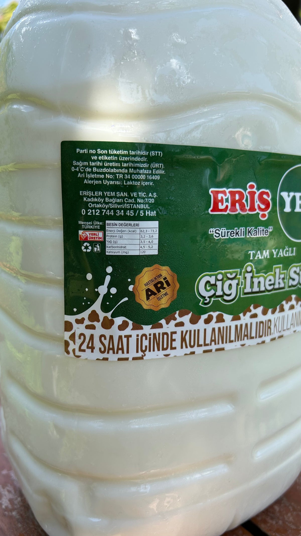 Doğal Çiğ İnek Sütü (5 Lt)