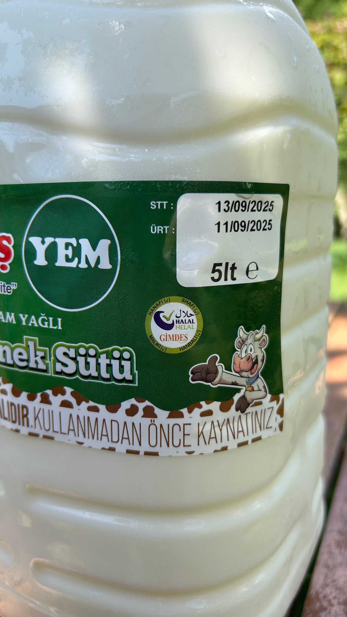 Doğal Çiğ İnek Sütü (5 Lt)